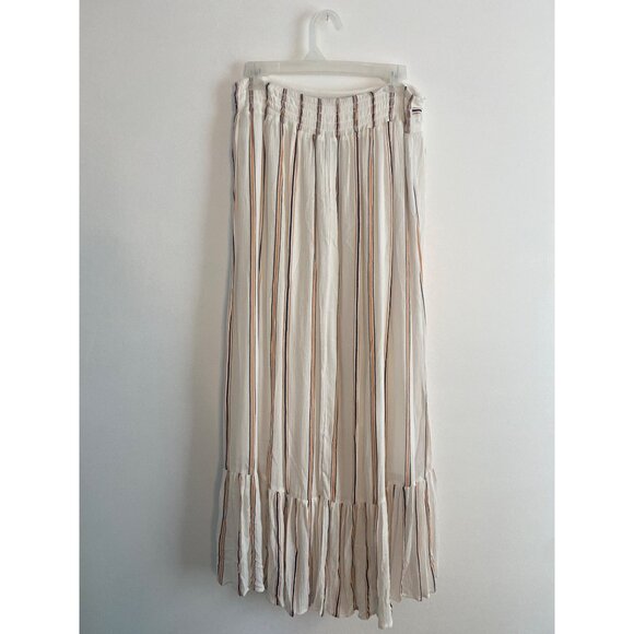 Jessica Simpson White, Orange, & Navy Striped High-Low Maxi Skirt Size L - Picture 3 of 6